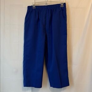 Kim Rogers Womens Crop Capri Pants Size 12 Solid Royal Blue Pull-On